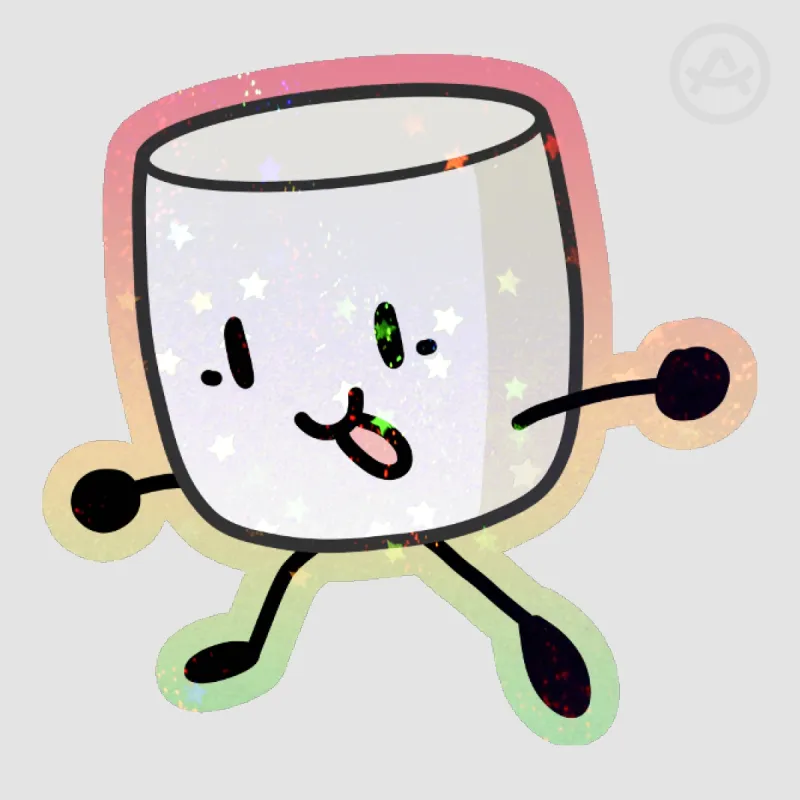 [Inanimate Insanity] Marshmallow- Holo Sand Star Coated Die Cut Sticker ...