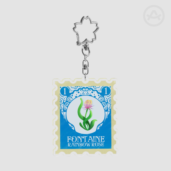 Fontaine Flower 1 Stamp - Acrylic Keychain - Genshin Impact Rainbow Rose