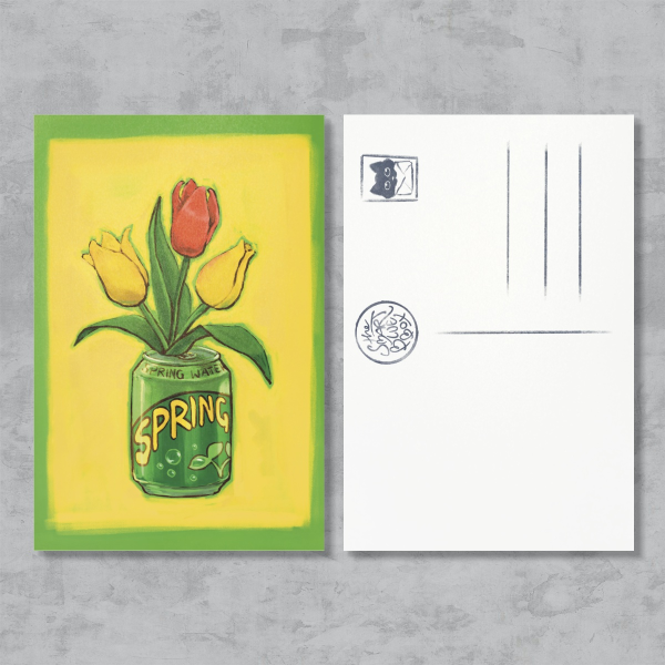 Can of tulips (postcard)
