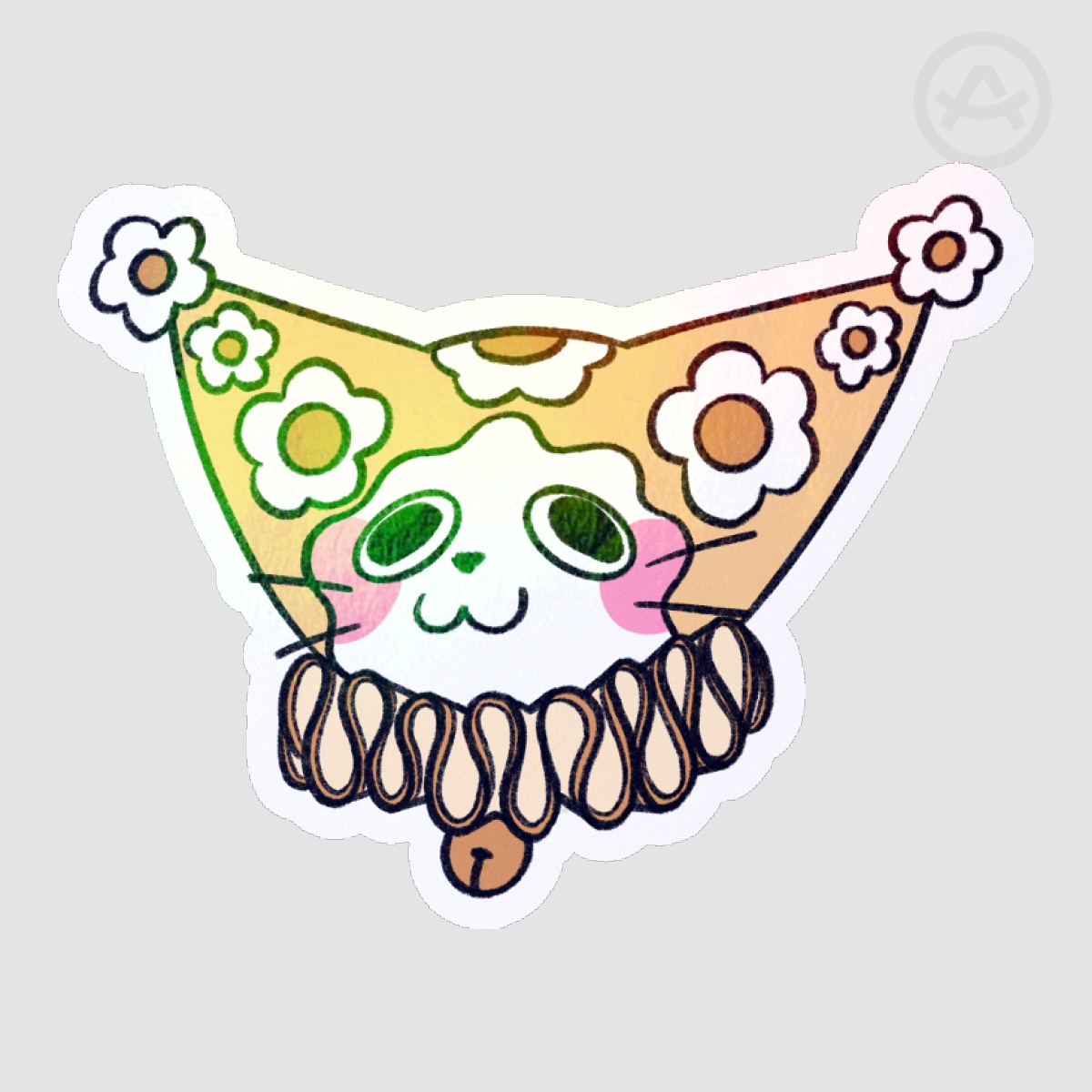 Flower Clown Cat Holo Sticker