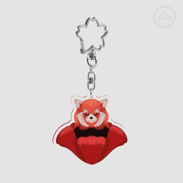 Cute Red Panda Inside A Flower Acrylic Keychains