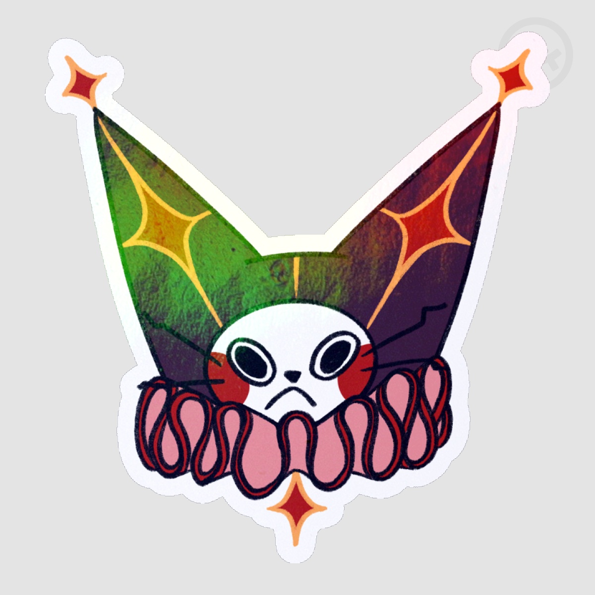 Angry Clown Cat Holo Sticker
