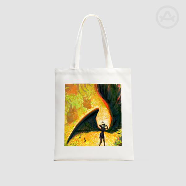 Like Gravity Vertical Part-print Canvas Tote Bags