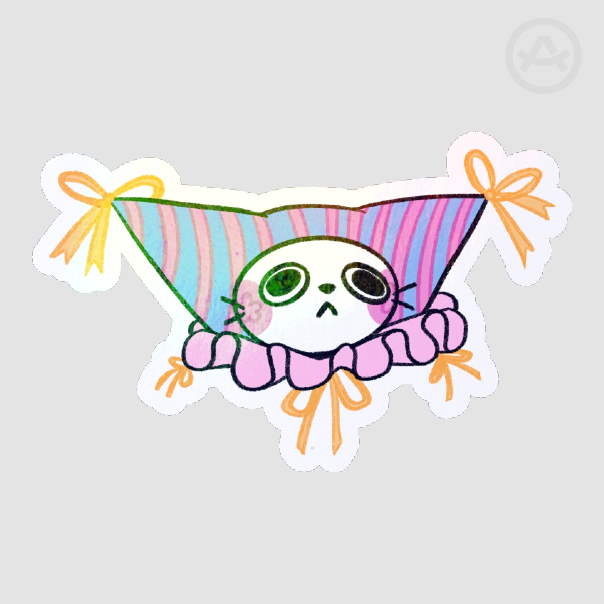 Ribbon Clown Cat Holo Sticker