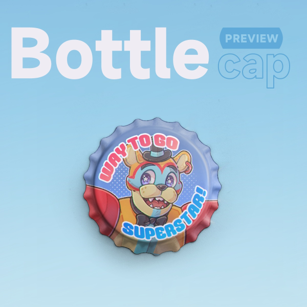 Glamrock Freddy Bottle Cap Badge ✦ FNAF: Security Breach