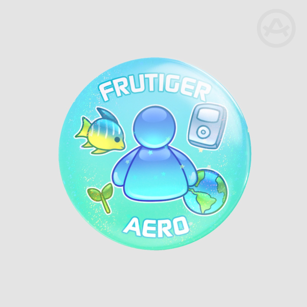 Frutiger Aero Glitter Round Badges