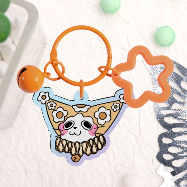 Flower Clown Cat Acrylic Keychain
