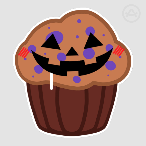 Spooky Spooktober Jack-O-Muffin Sticker