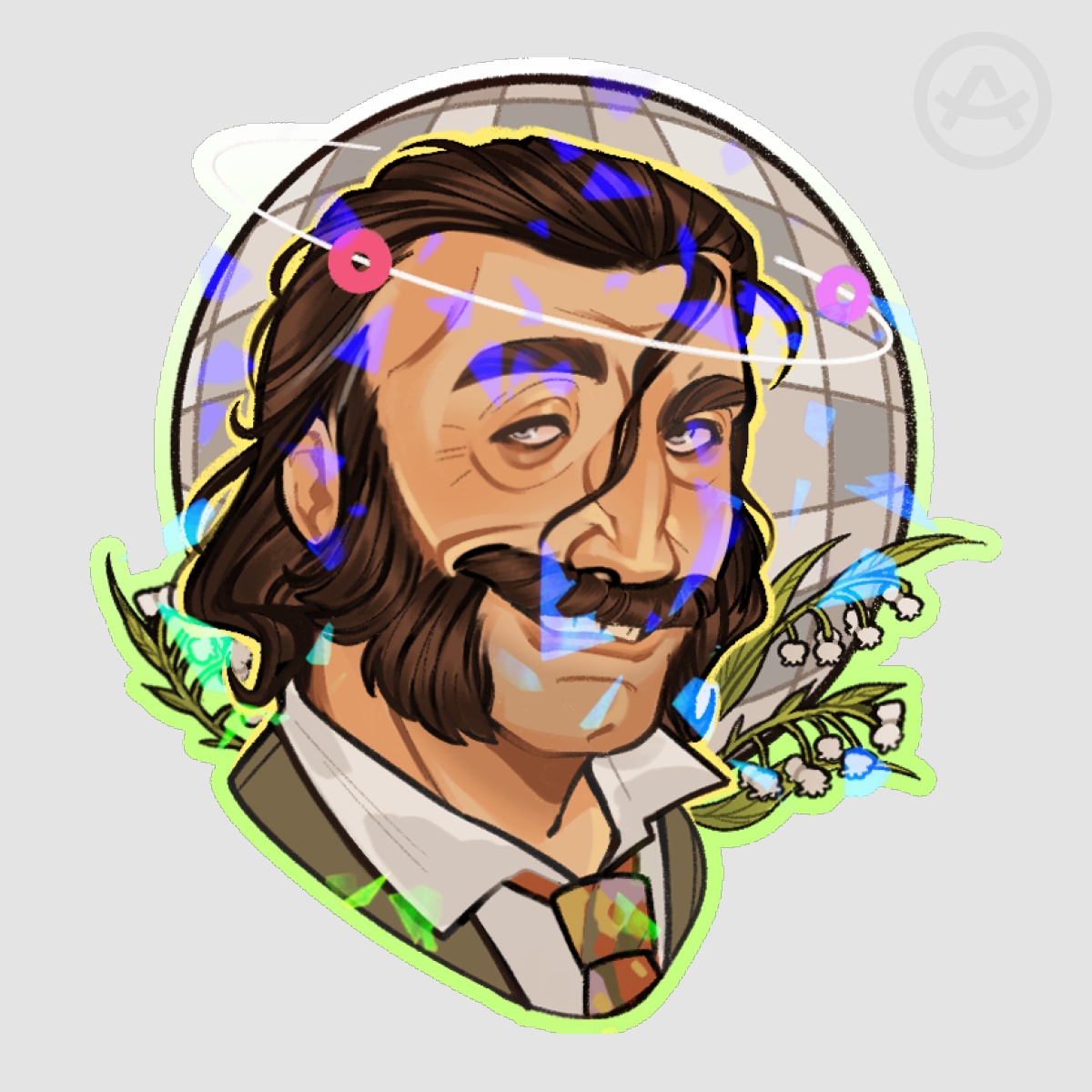 [DE] Harry duBois Holo Sticker (White Lily + Disco Ball)
