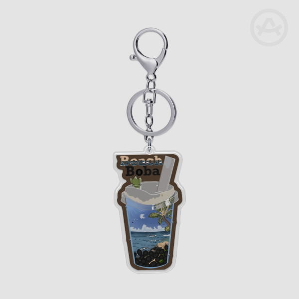 Beach Boba - Die-cut Epoxy Clear Acrylic Keychain by CJ Aloe Art