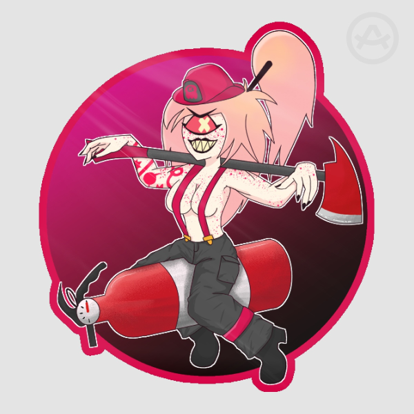 Firefighter Pinup Cherri Bomb Sticker
