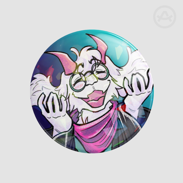 Ralsei Broken Glass Button Pin