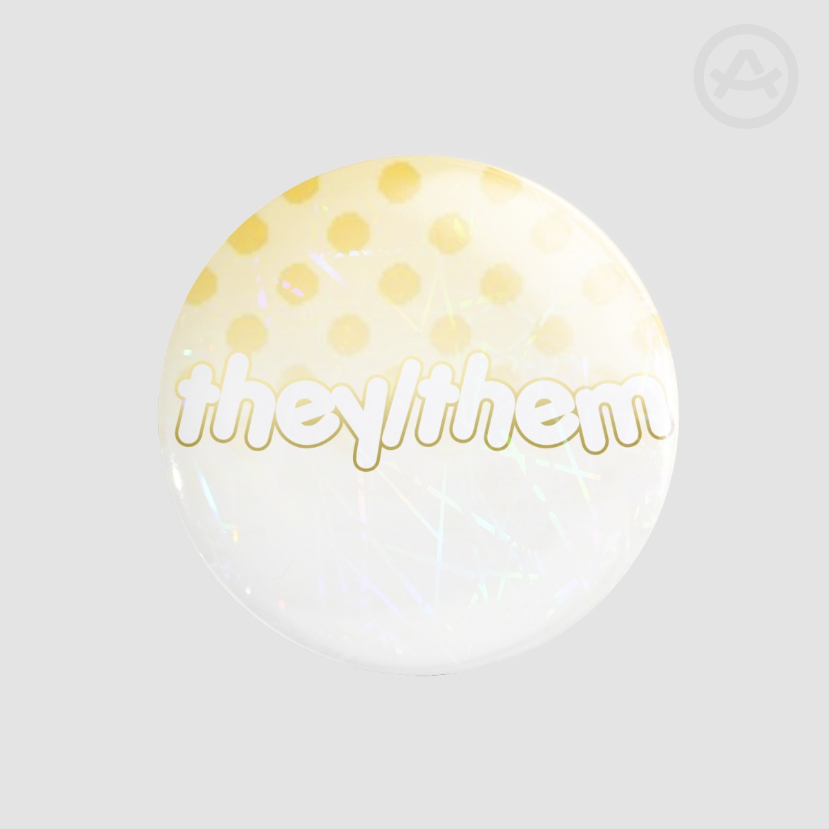 light yellow they/them Button Pin