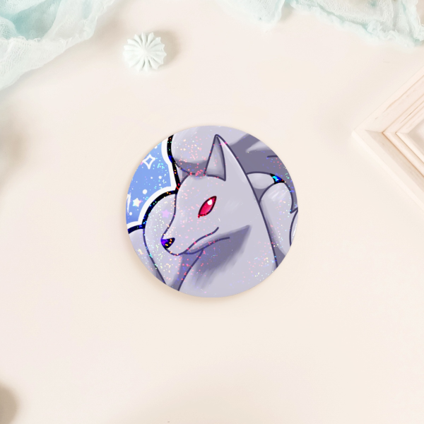 Shiny Ninetales V2 Holographic Pinback Button
