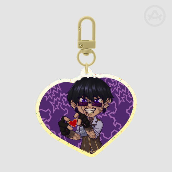 Sano Heart Glitter Acrylic Keychain