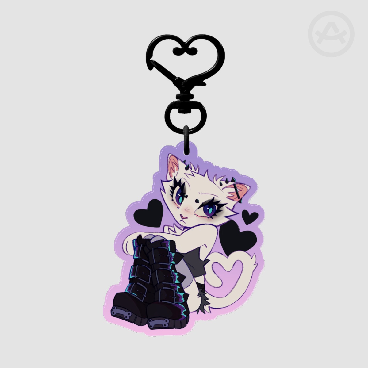 Goth cat keychain