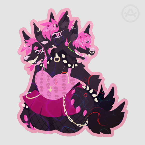 Goth Furry Hellhound Sticker 