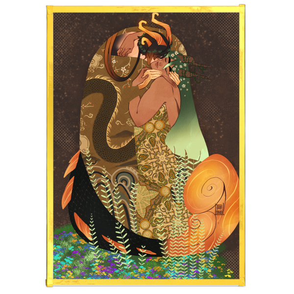 Zhongvie The Kiss - Gold-edged Art Board - 5.8" x8.3"(148x210mm)