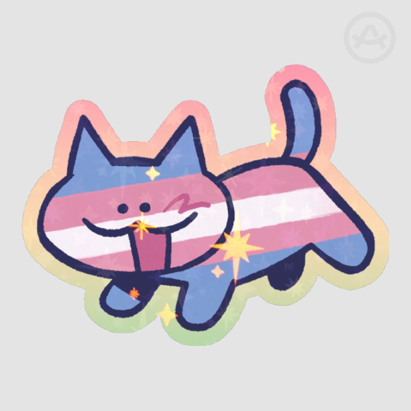 Trans Pride Kitty Holo Sticker
