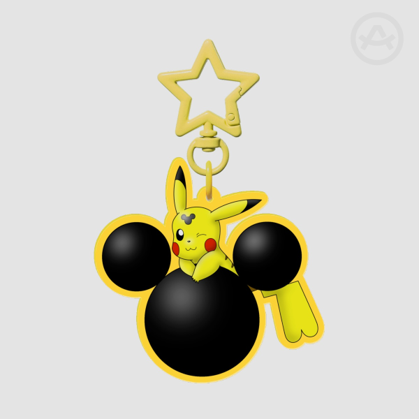 DisneyxPokémon: Mickey Mouse’s Head-Marked Pikachu plus Mickey Mouse Head Silhouette Acrylic Keychain