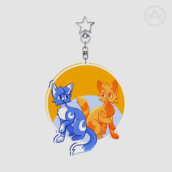 Sun and Moon Cat Keychain 1