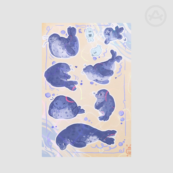 Spotted Seal Paper Stickers Sheet