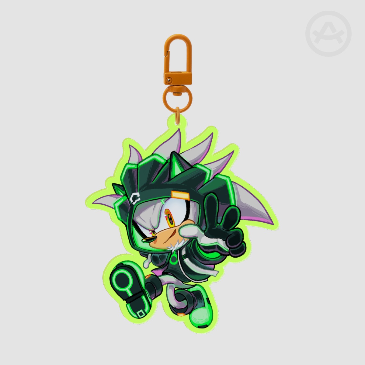 Silver Neon Hedgehog Acrylic Keychains