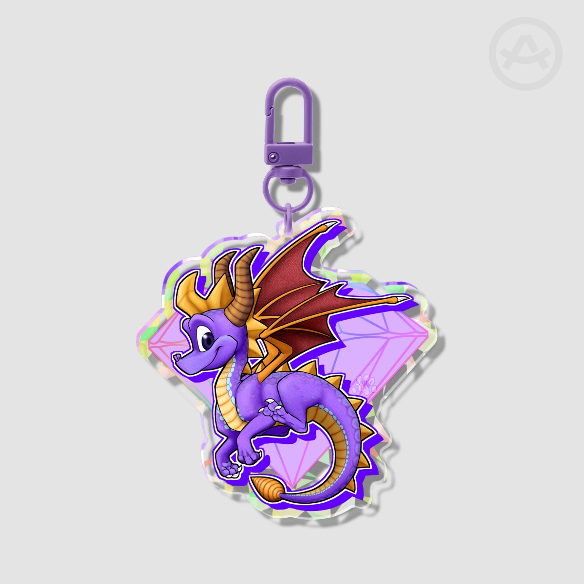 Spyro Gem Broken Glass Holo Acrylic Keychain