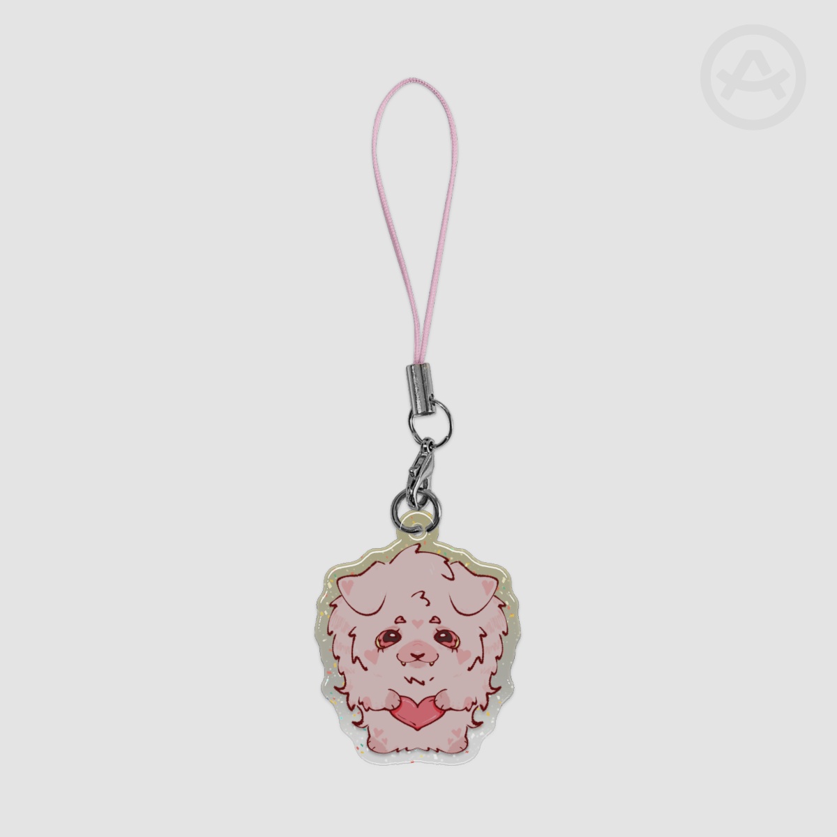 Heart Puppy Glitter Epoxy-Acrylic Phonecharm