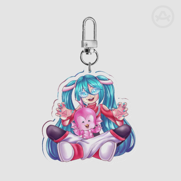 Hatsune Miku and Emi Clear Acrylic Keychains