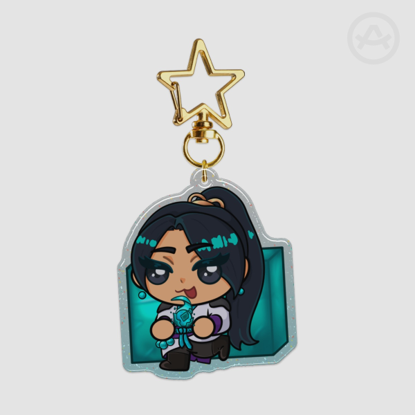 Valorant Sage Chibi Epoxy Glitter Acrylic Keychains
