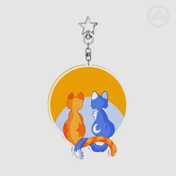Sun and Moon Cat Keychain 2