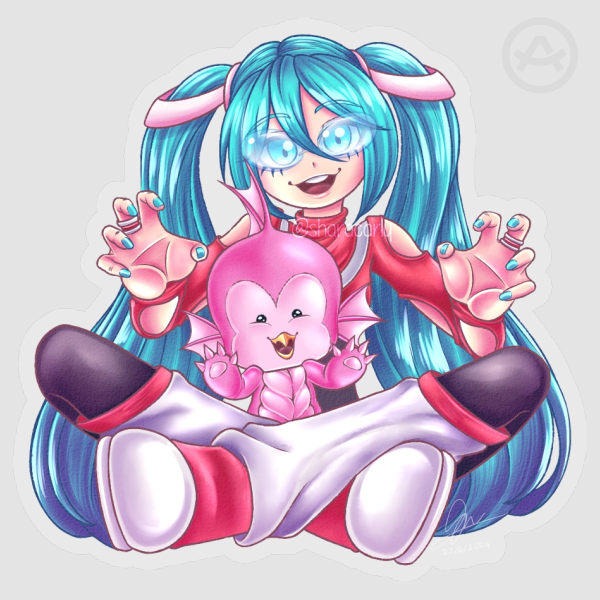Hatsune Miku and Emi Clear Sticker