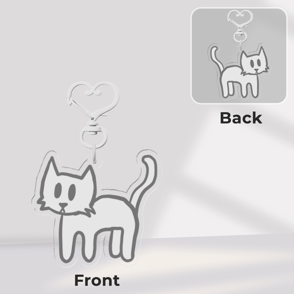 White kitty keychain