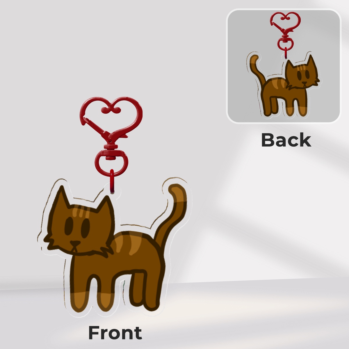Brown tabby kitty keychain