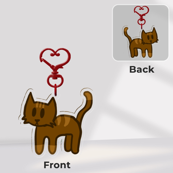 Brown tabby kitty keychain