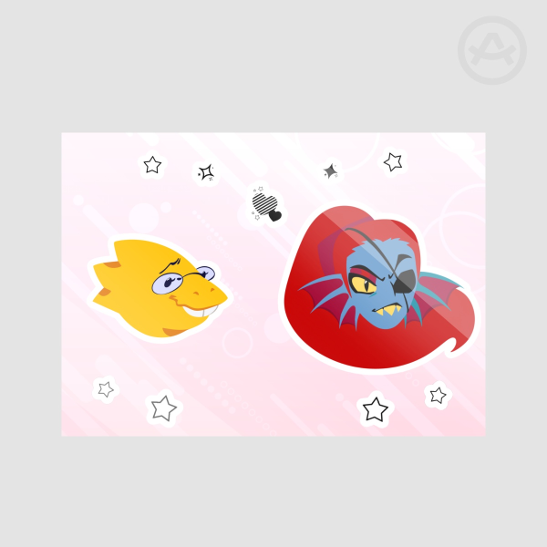 Undertale Fish and Dino Sticker Sheet