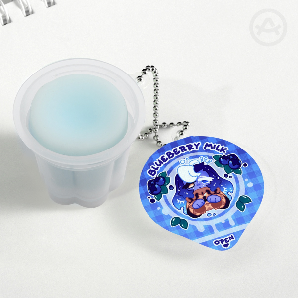 Blueberry Milk pudding cup keychain