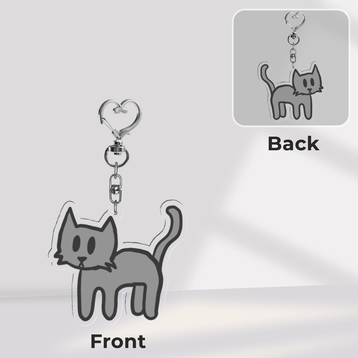 Gray kitty keychain
