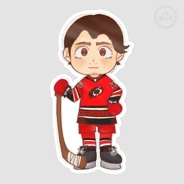 Fishy Sebastian Aho Red Home Jersey Chibicanes sticker