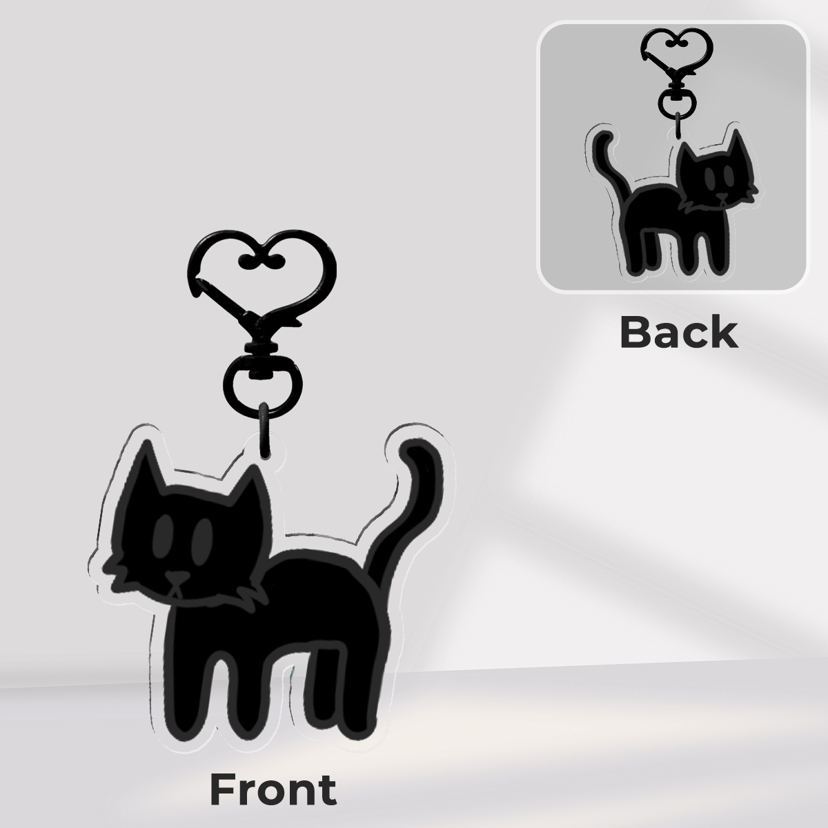 Black kitty keychain