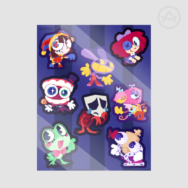 Sticker sheet - The Amazing digital circus cast