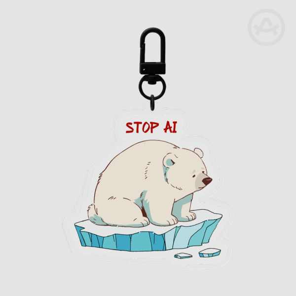 Stop AI Bear Keychain