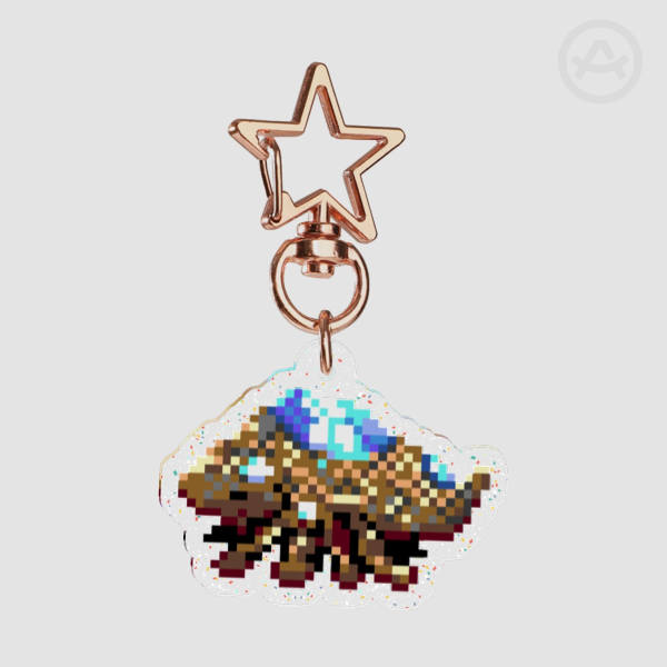 Pixel Crystal Lizard Glitter Acrylic Keychain