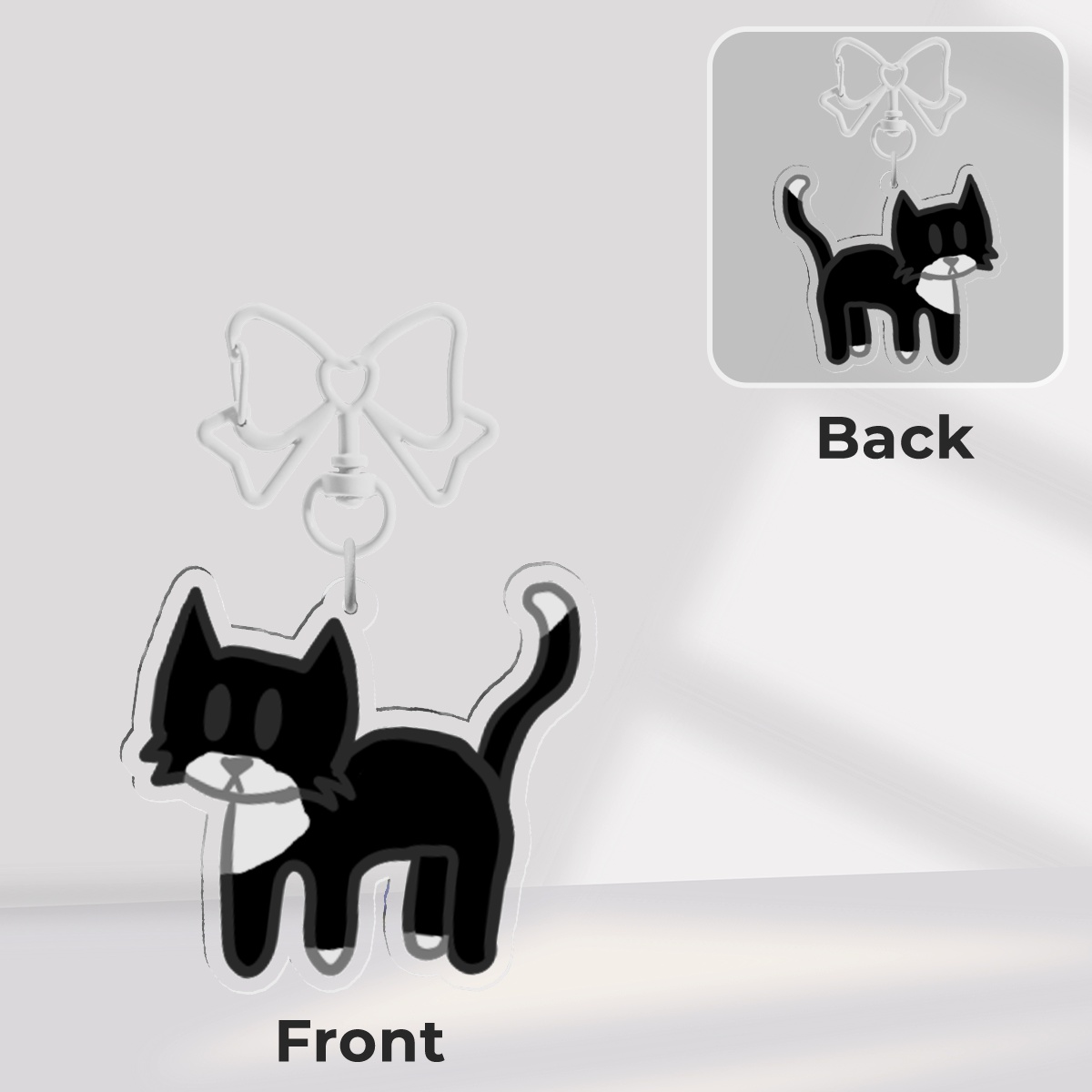 Tuxedo kitty keychain