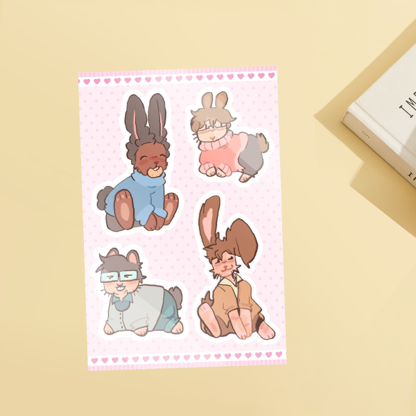 Minecraft bunnies sticker sheet (BigB, Grian, Cub, Scar)