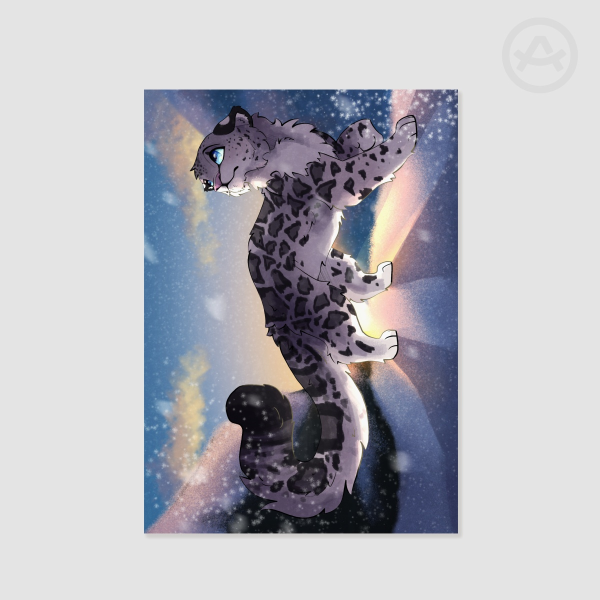 Snow leopard sunny morning print