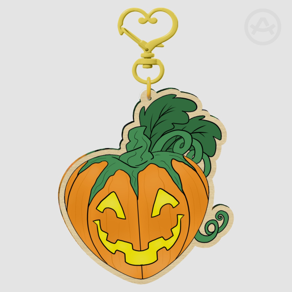 Heart Jack O' Lantern - Wood Keychain