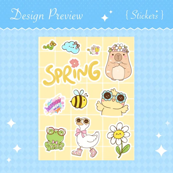 Spring Matte Coated Paper Stickers Sheet