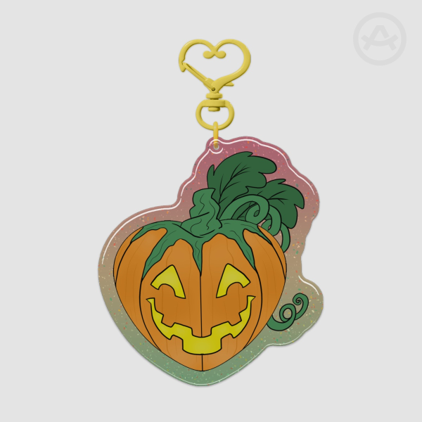 Jack O' Lantern Heart - Glitter Epoxy Acrylic Keychain
